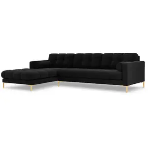 COSMOPOLITAN DESIGN Canapé d'angle gauche "Bali" 5 places en velours noir TU pas cher