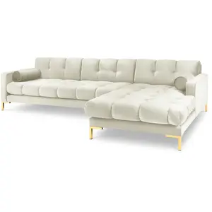 Cosmopolitan Design - Canapé d'angle Droit Velours Bali beige clair - ... pas cher