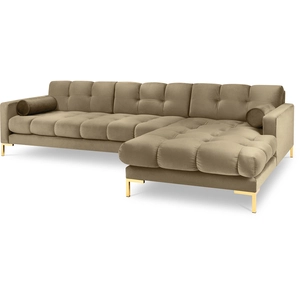 Canapé d'angle droit bali 5 places en velours beige COS_RC_51_E1_BALI2 pas cher