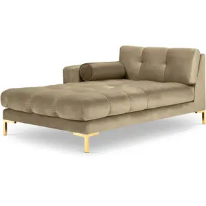 Méridienne gauche "Bali" en velours beige TU pas cher