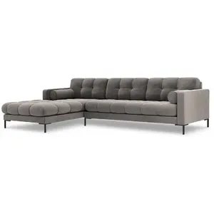 COSMOPOLITAN DESIGN Canapé d'angle gauche "Bali" 5 places en velours gris clair TU pas cher