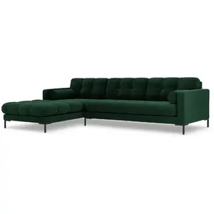 COSMOPOLITAN DESIGN Canapé d'angle gauche "Bali" 5 places en velours vert bouteille TU pas cher