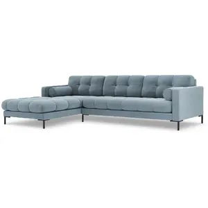COSMOPOLITAN DESIGN Canapé d'angle gauche "Bali" 5 places en velours bleu clair TU pas cher