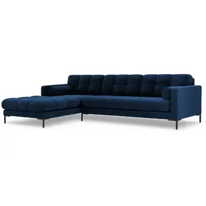 COSMOPOLITAN DESIGN Canapé d'angle gauche "Bali" 5 places en velours bleu roi TU pas cher