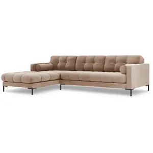 COSMOPOLITAN DESIGN Canapé d'angle gauche "Bali" 5 places en velours beige TU pas cher