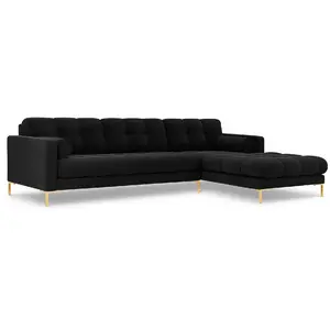 COSMOPOLITAN DESIGN Canapé d'angle droit "Bali" 5 places en velours noir TU pas cher