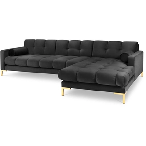 Cosmopolitan Design - Canapé d'angle Droit Velours Bali gris foncé - 2... pas cher