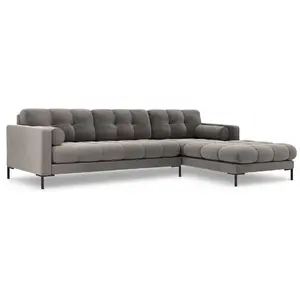 COSMOPOLITAN DESIGN Canapé d'angle droit "Bali" 5 places en velours gris clair TU pas cher