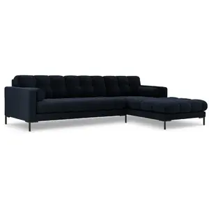 COSMOPOLITAN DESIGN Canapé d'angle droit "Bali" 5 places en velours bleu foncé TU pas cher