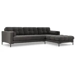 COSMOPOLITAN DESIGN Canapé d'angle droit "Bali" 5 places en velours gris foncé TU pas cher