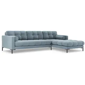 COSMOPOLITAN DESIGN Canapé d'angle droit "Bali" 5 places en velours bleu clair TU pas cher
