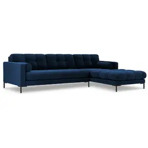 COSMOPOLITAN DESIGN Canapé d'angle droit "Bali" 5 places en velours bleu roi TU pas cher