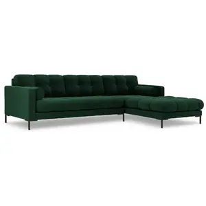 COSMOPOLITAN DESIGN Canapé d'angle droit "Bali" 5 places en velours vert bouteille TU pas cher