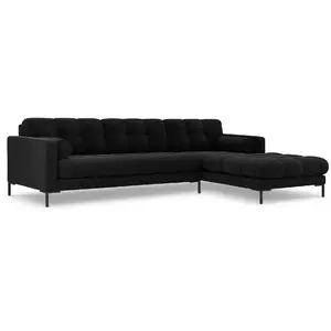 COSMOPOLITAN DESIGN Canapé d'angle droit "Bali" 5 places en velours noir TU pas cher