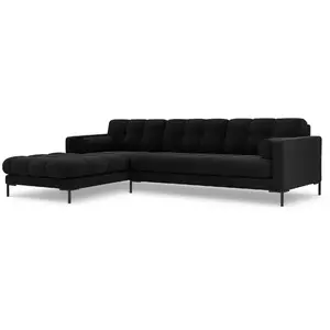 COSMOPOLITAN DESIGN Canapé d'angle gauche "Bali" 5 places en velours noir TU pas cher