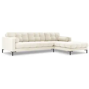 Canapé d'angle droit "Bali" 5 places en velours beige clair TU pas cher