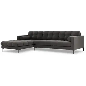 COSMOPOLITAN DESIGN Canapé d'angle gauche "Bali" 5 places en velours gris foncé TU pas cher
