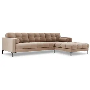 COSMOPOLITAN DESIGN Canapé d'angle droit "Bali" 5 places en velours beige TU pas cher