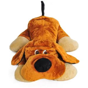 Non communiqué Grand chien en peluche allongé 110cm marron