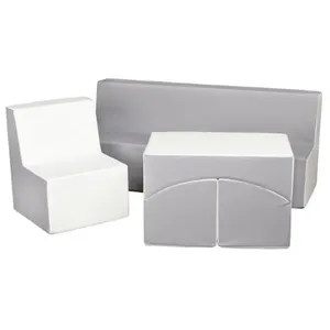 Velinda Ensemble de meubles en mousse : chaise Canapé et fauteuil blanc gris