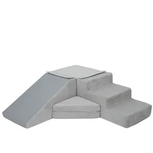 Velinda Set de 4 blocs en mousse le jeu gris velours côtelé 242269sz