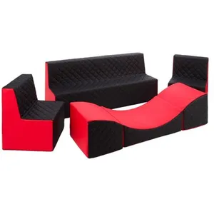 Ensemble de meubles en mousse : 2 chaise Canapé et fauteuil rouge-noir