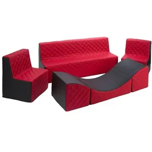 Ensemble de meubles en mousse : 2 chaise Canapé et fauteuil noir-rouge