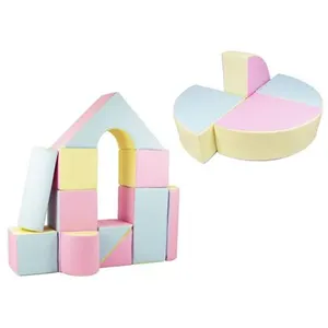 Velinda Set de 15 blocs en mousse le jeu rose bleu jaune pastel