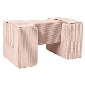 3 blocs en mousse rose velours côtelé