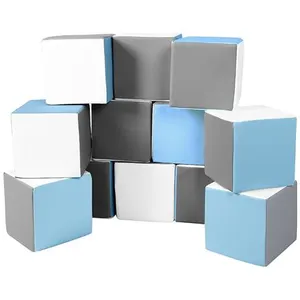 Lot cubes XXL mousse 12 pcs blanc, bleu clair, gris