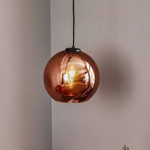 Euluna Suspension Polaris, verre réfléchissant, cuivre pas cher