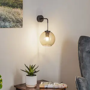 Euluna Applique murale Vetro avec abat-jour en verre gris fumé pas cher