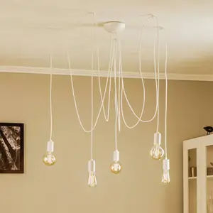 Euluna Suspension Spider en blanc, à cinq lampes pas cher