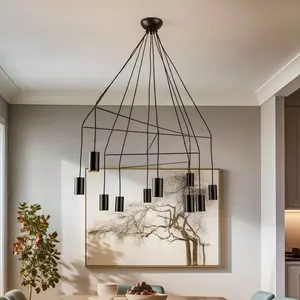Euluna Suspension Imbria, 10 lampes, longueur 126cm noir pas cher
