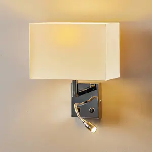 Euluna Applique murale Hotel LED, blanc, textile, à 2 lampes, liseuse ... pas cher
