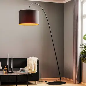 Euluna Lampadaire arqué Alice avec abat-jour noir et orVendu parluminaire
