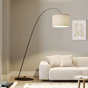 Euluna Lampadaire arqué Alice avec abat-jour textile coffeeVendu parluminaire