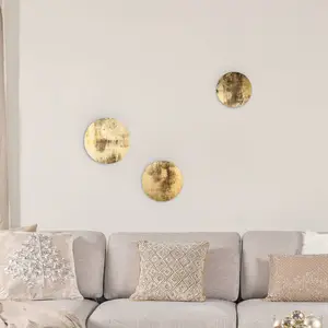 Euluna Applique murale LED Ring M, Ø 25 cm, contreplaqué, doré pas cher
