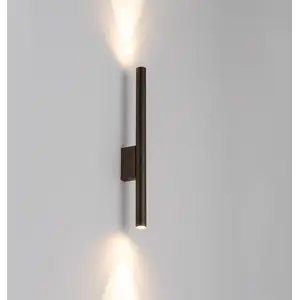 Comparateur de prix : Euluna Applique murale Laser, brun, métal, hauteur 40 cm, G9