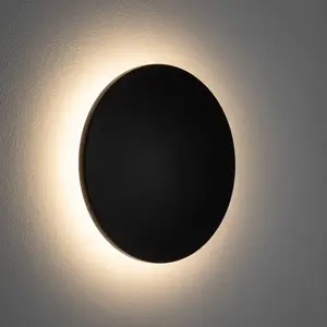 Euluna Applique murale LED Aria M, noir, aluminium, Ø 18 cm