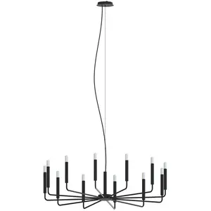 Euluna Lustre ORTO B, noir, métal, Ø 103 cm, à 12 lampesVendu parluminaire