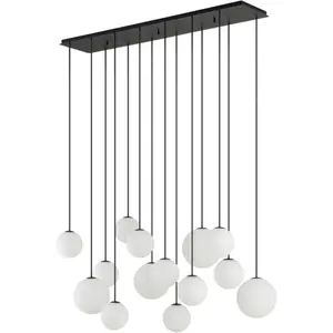Euluna Suspension SNOWBALL, verre opale/noir, 100 x 34 cm, 14 x G9Vendu parluminaire