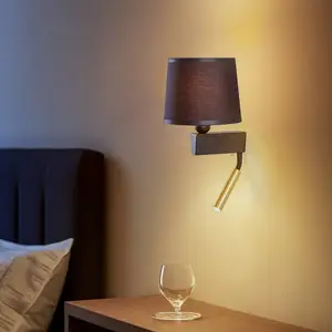Comparateur de prix : Euluna Applique murale Chillin avec lampe de lecture, noir/or