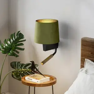 Euluna Applique murale Chillin avec lampe de lecture, vert/orVendu parkaufland