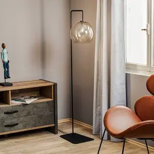 Euluna Lampe sur pied Monaco avec abat-jour boule en verre
