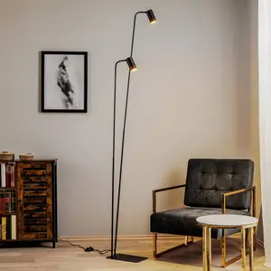 Comparateur de prix : Euluna Lampadaire Mono II, à deux lampes, noir/doré