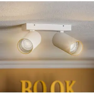 Euluna Spot plafond Mono II blanc/intérieur doré 2 lampes pas cher