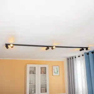 Euluna Spot pour plafond Mono VI noir/doré, à 6 lampes pas cher