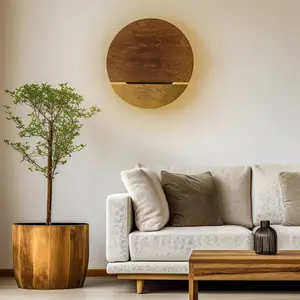Euluna Applique murale LED Sun en bois pas cher