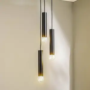 Euluna Douille à suspension Baton, noire, à 3 lampes pas cher